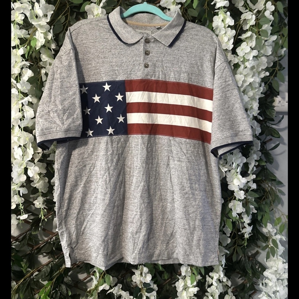 American Flag Gray Polo Shirt